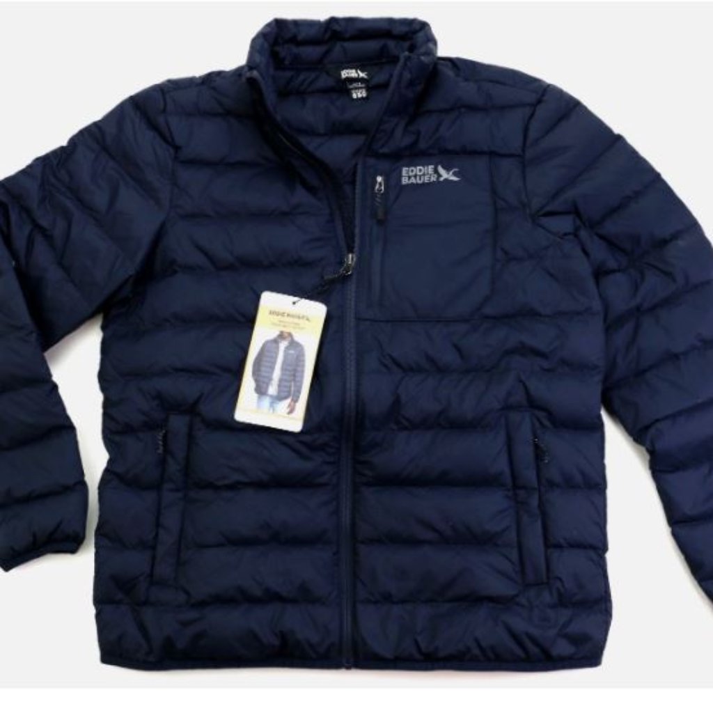 Eddie Bauer Men's Down Packable Lightweight Jacket Size S Navy 650 Fill New